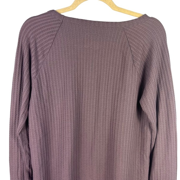 Chaser Purple Waffle Knit Long Sleeve Thermal Top Size Large Casual Pullover - Picture 8 of 10